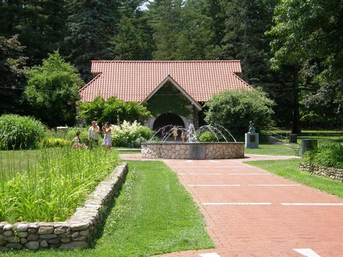 stone bathroom building at Greeley Park in New Hampshire