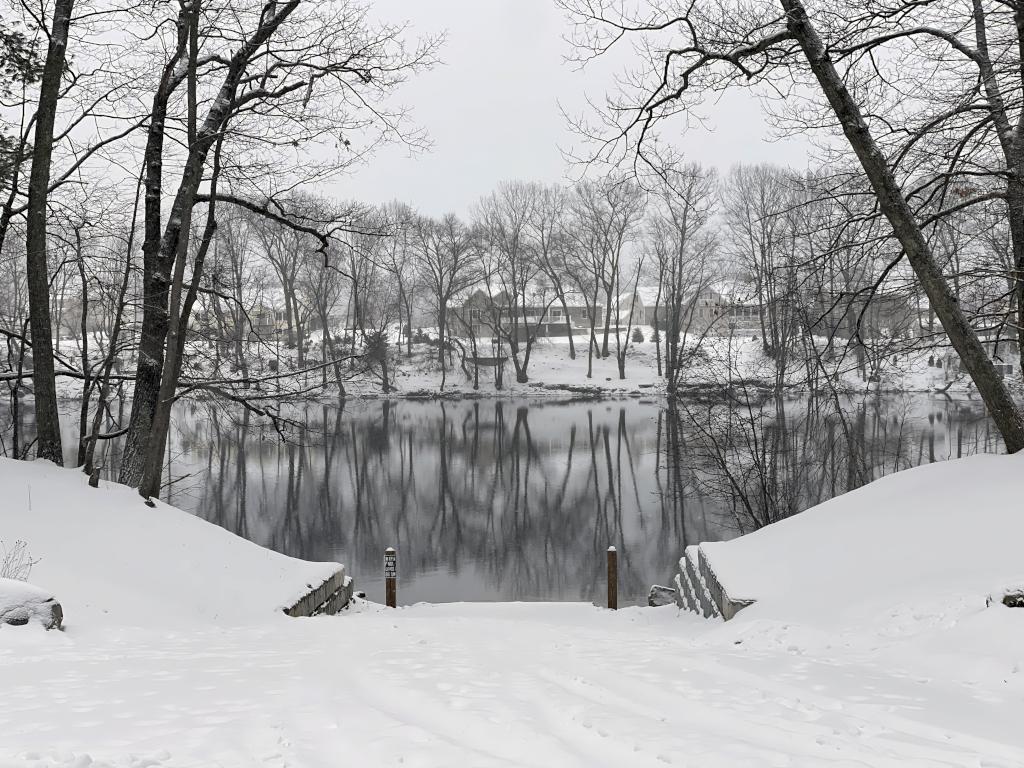 boat ramp in February at Greeley Park in Nashua, New Hampshire