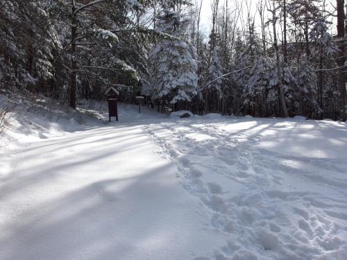 parking lot in December at Greeley Ponds near Lincoln in central New Hampshire