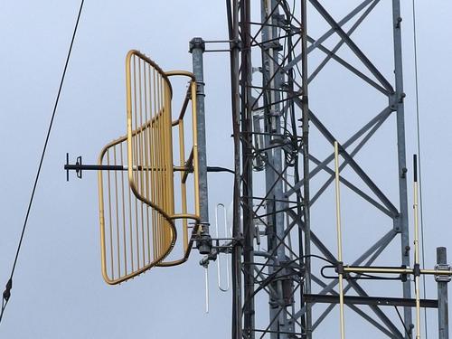 gold antenna on the third communications tower atop Green Mountain in Clarement, NH