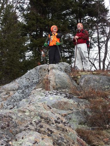 Dick and John on the south-facing ledge near tower 3 atop Green Mountain in Clarement, NH