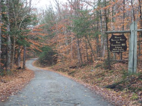 Sandwich Notch Road in October on the way to Hall Ponds Mountain in the White Mountains of NH