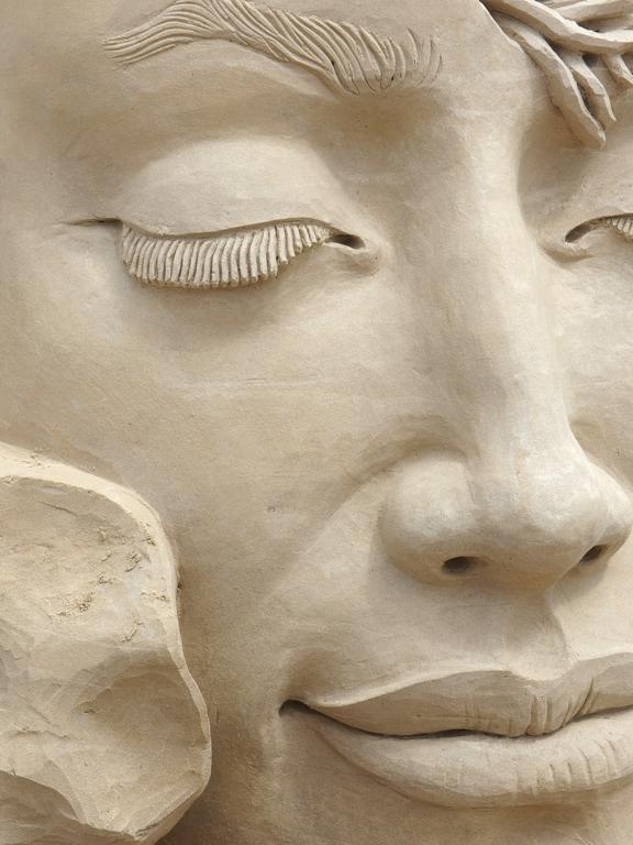 Serene Song sand sculpture by David Andrews in 2014 at Hampton Beach in New Hampshire