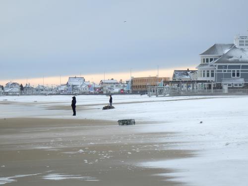 winter visitors at Hampton Beach in New Hampshire