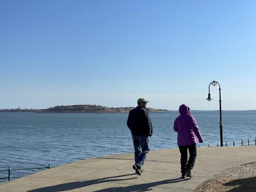 David and Andee in February on the Boston Harborwalk in Massachusetts