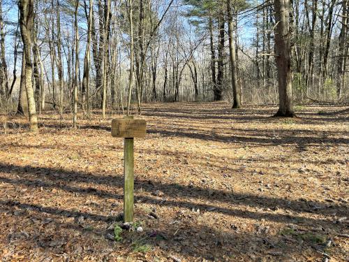 trail sign in December at Hazel Brook in eastern MA