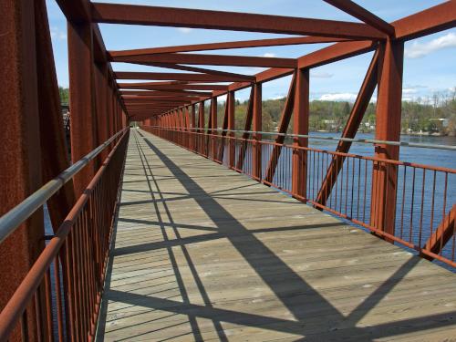 footbridge in May near Heads Pond at Hooksett in southern New Hampshire