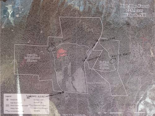 trail map of High Blue Forest in southwestern New Hampshire