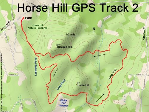 GPS track through Horse Hill Nature Preserve in NH