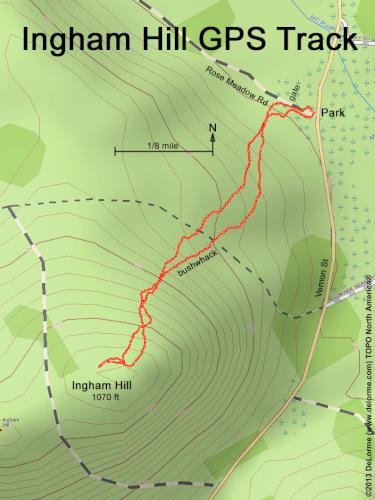 GPS track at Ingham Hill in western Maine