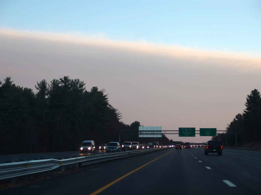 driving into sinister weather on the way home from hiking Iron Mountain in New Hampshire