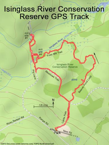 GPS track in December at Isinglass River Conservation Reserve in southern New Hampshire