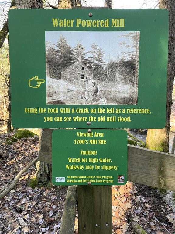 descriptive sign at Isinglass River Conservation Reserve in southern New Hampshire