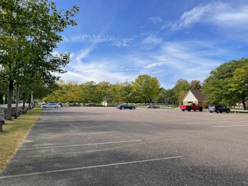 parking lot in October at the Island Line Trail in northwest Vermont