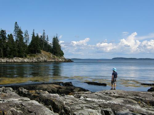 view from Pendleton Point on Islesboro island across Penobscot Bay in Maine