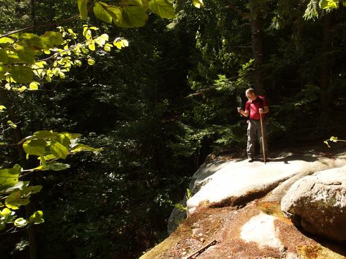 John looks down Hermit Falls at Ragged Jacket in northeastern New Hampshire