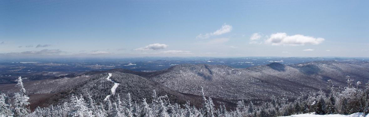 panoramic view in April of the Long Trail from Jay Peak in Vermont