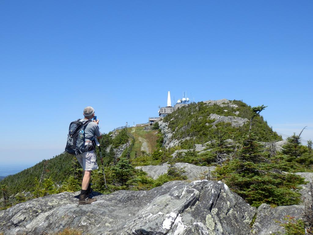 near the summit Dick takes a photo of Jay Peak in northern Vermont