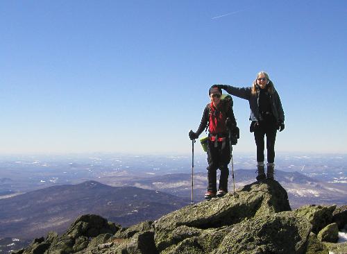 hikers on the summit and view from Mount Jefferson in New Hampshire