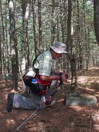 Dick stands on the woods road which we followed most of the way to Jeremy Hill in Pelham, NH