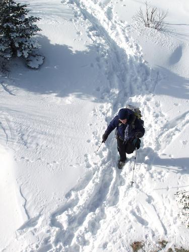 hiker on Kearsarge North in New Hampshire