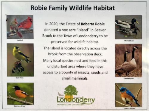 bird poster on the observation deck at Kendall Pond in southern NH