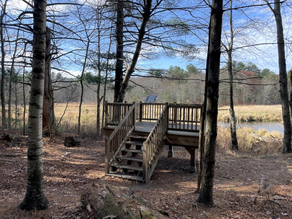 observation deck in November at Kendall Pond in southern NH