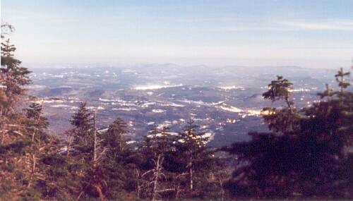 moonlit landscape as seen from North Kinsman Mountain in New Hampshire