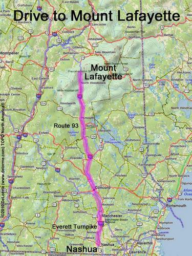 Mount Lafayette drive route