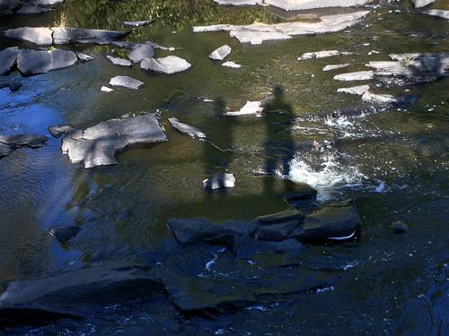 Andee and Fred shadows at Lamprey River Tour in southeastern New Hampshire