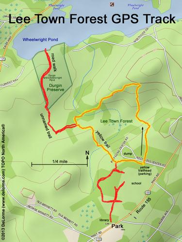 GPS track at Lee Town Forest in southeastern New Hampshire