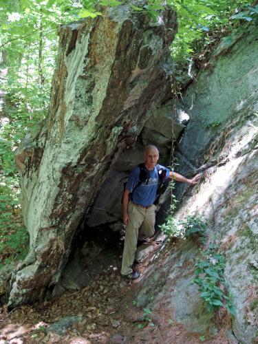 Fred in a crevice at Lime Kiln Quarry near Chelmsford in northeast MA