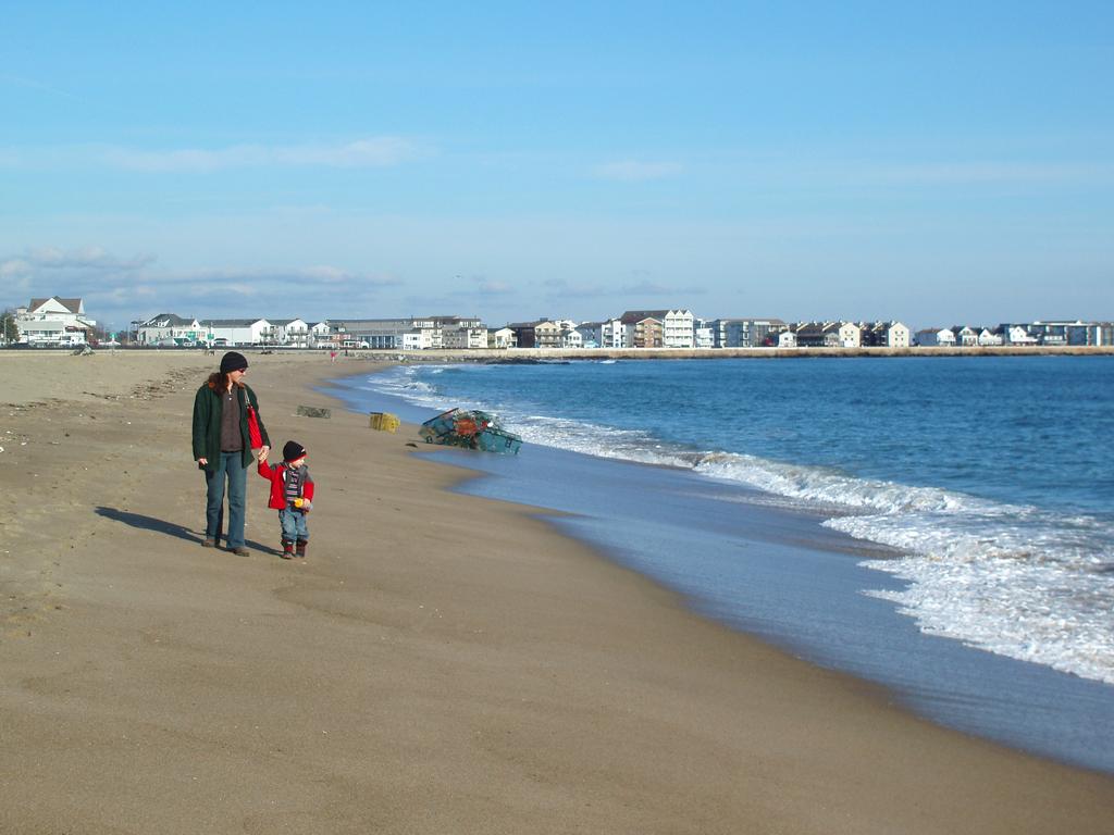 off-season visitors at Hampton Beach in New Hampshire