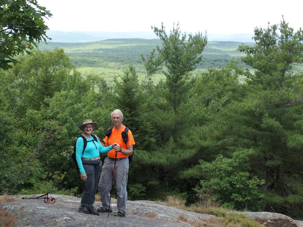 Andee and Fred in July at the North Meadows viewpoint on Little Monadnock Mountain in New Hampshire