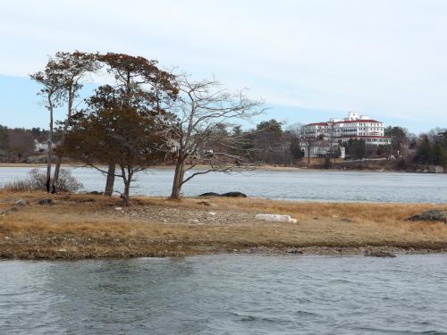 Wentworth By The Sea hotel as seen in March from the Little Harbor Loop Trail in southeast New Hampshire