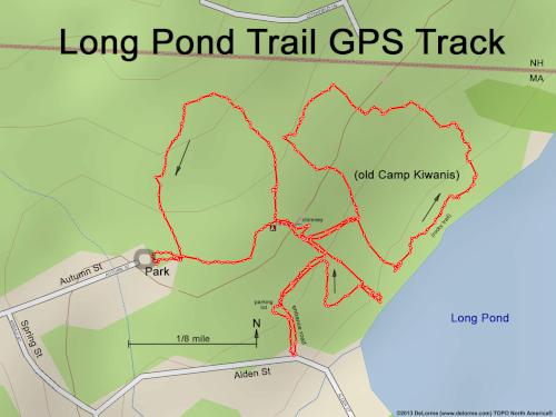 GPS track in December at Long Pond Trail in northeast MA