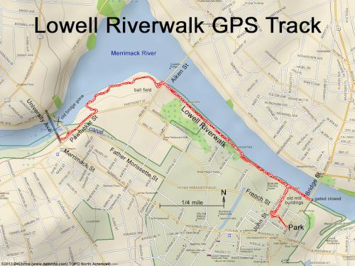 GPS track in December at Lowell Riverwalk in northeast MA