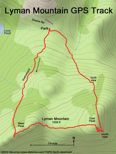 GPS track to Lyman Mountain in New Hampshire