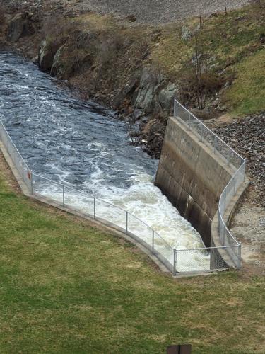 outflow from the dam on Edward MacDowell Lake at Peterborough in southwestern New Hampshire