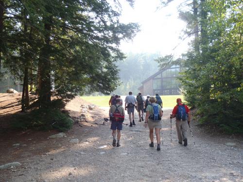 hikers on the trail to Mount Anna in New Hampshire