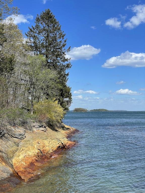 coastline in May at Mackworth Island near Portland in southern Maine