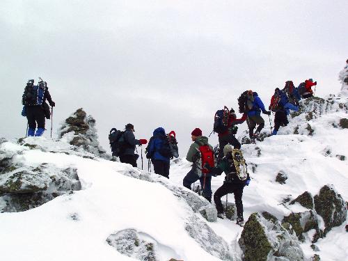 winter hiking to Mount Madison in New Hampshire