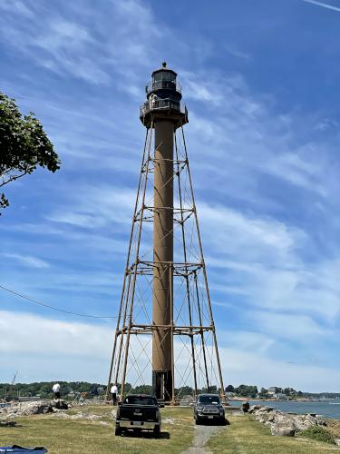 lighthouse in June on Marblehead Neck near Marblehead Rail Trail in northeast Massachusetts