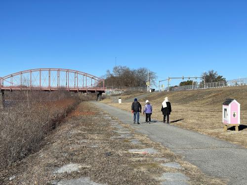 walk in January at Merrimack River Bike Path in northeast MA