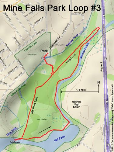 GPS track through Mine Falls Park in New Hampshire