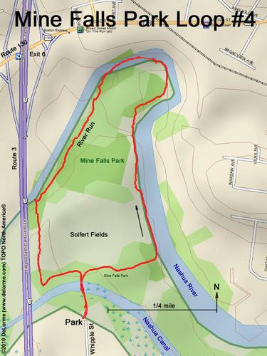 GPS track through Mine Falls Park in New Hampshire