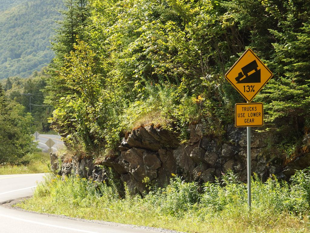 looking down Route 17 (with a 13% grade!) from Appalachian Gap near Molly Stark Mountain in northern Vermont