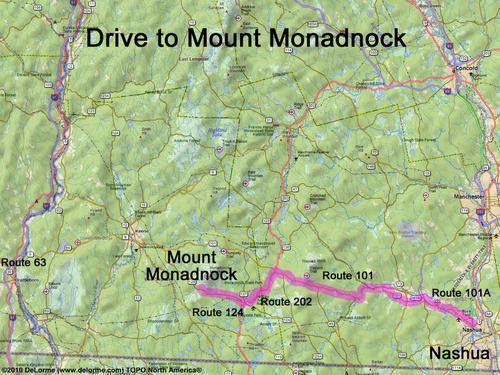 Mount Monadnock drive route