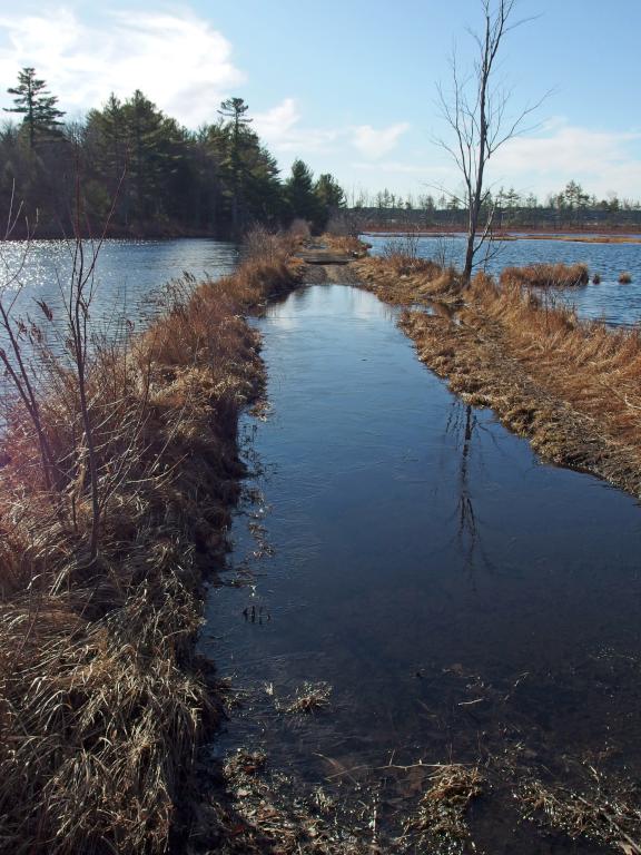 flooding in December at Robbins Brook on the Monadnock Recreational Rail Trail near Jaffrey in southern NH