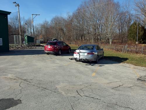  parking at Monadnock Recreational Rail Trail in December near Jaffrey in southern New Hampshire